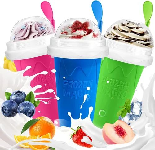 Miniatura 9 de FANS-ONE Taza de Granizado, Juego de 3 Tazas Mágicas Congeladas de Granizado, Taza Reutilizable para Hacer Granizado de Jugo, Helado, Leche, Yogur