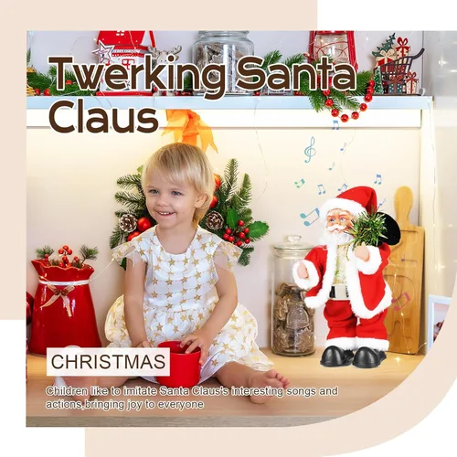 Miniatura 2 de Juguete musical animado de Navidad de Papá Noel, sacudido de glúteos, Papá Noel bailando con canción española cantando Santa Claus divertida