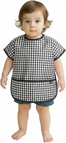 Miniatura 40 de Plie Short Sleeve Waterproof Bib for Toddlers – Easy Clean Feeding Apron for Mealtime, Daycare, Self-Feeding, Lightweight