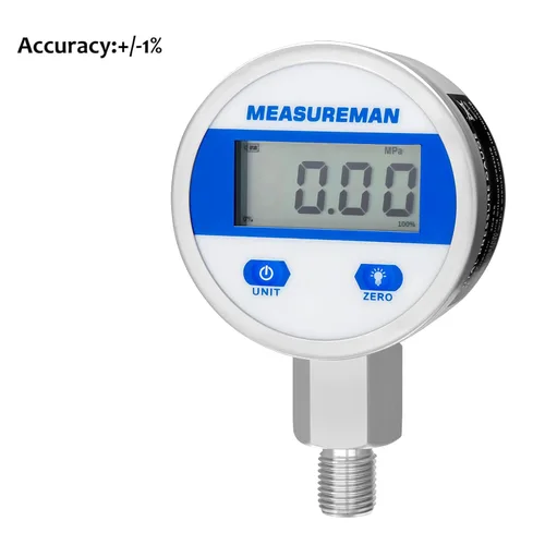 Miniatura 2 de MEASUREMAN Dial de 2-1/2", manómetro industrial hidráulico digital con montaje inferior NPT de 1/4", caja de acero inoxidable y conexión