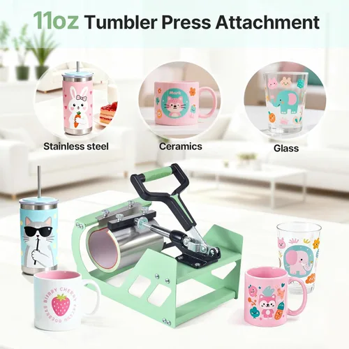 Miniatura 6 de Máquina de prensa de calor Slendor 12x15 pulgadas, máquina de prensado digital de 360 grados 5 en 1 para camisetas, tazas, sombreros, placas