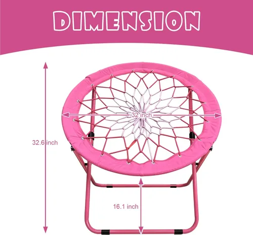 Miniatura 3 de Silla Bungee Portátil Plegable, Silla Dish Silla de Juego Bunjo para Exteriores e Interiores y Camping y BBQ (Rosa)