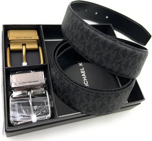 Miniatura 4 de Michael Kors Mens Box Jet Set 4 In 1 Signature Leather Gift Set Belt Black