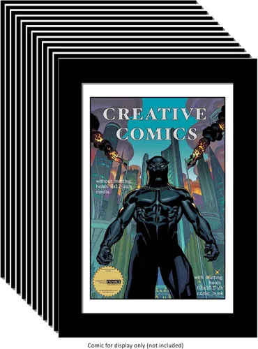 Miniatura 6 de Creative Picture Frames [8x12bk-w] Marco de cómic para coleccionistas con alfombrilla blanca, inserto para cómic de 6.6 x 10.1 pulgadas con soporte