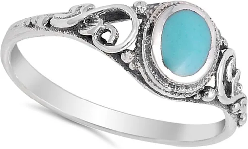 Miniatura 3 de Anillo de plata esterlina, elija su color Turquesa simulada