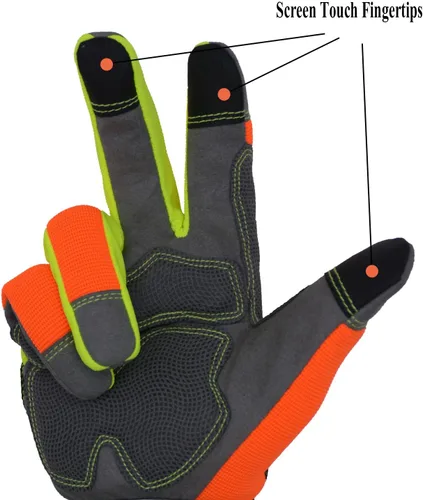 Miniatura 2 de HANDLANDY Guantes de trabajo reflectantes de alta visibilidad a granel, paquete de 10 pares de guantes de trabajo de seguridad antivibración