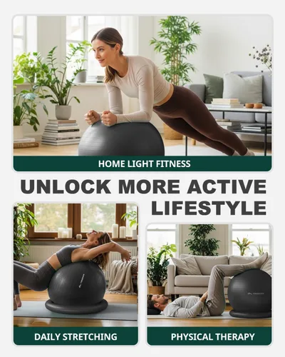Miniatura 7 de Trideer Yoga Ball Chair with Base for Office Desk, Exercise & Stability Ball Seat, Pilates Ball for Core Training, Pregnancy Ball for Comfort, Back