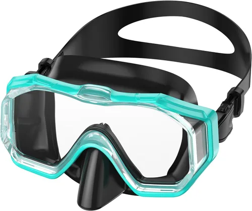 WSTOO Adults Swim Goggles with Nose Cover to Prevent Water Inhaling, Anti-Fog Swimming Mask for Youth Men Women NEGRO LAKE GREEN