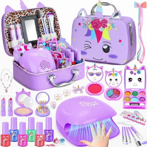 Miniatura 7 de PERRYHOME Kit de maquillaje para niños para niña, cosmético lavable real congelado, juguetes congelados no tóxicos, juego de uñas para niños
