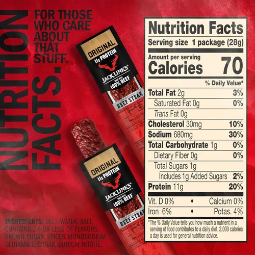 Miniatura 2 de Jack Link's Carne de Res en Filete, Original - Aperitivos de Proteína, Aperitivo de Carne con 12g de Proteína, Hecho con 100% Carne, Envase al Por