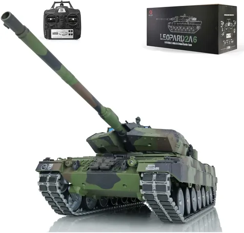 Toucan RC Hobby Henglong 1/16 7.0 Leopard2A6 RC Tank 3889 Barril Recoil Metal Pistas W/Cauchos
