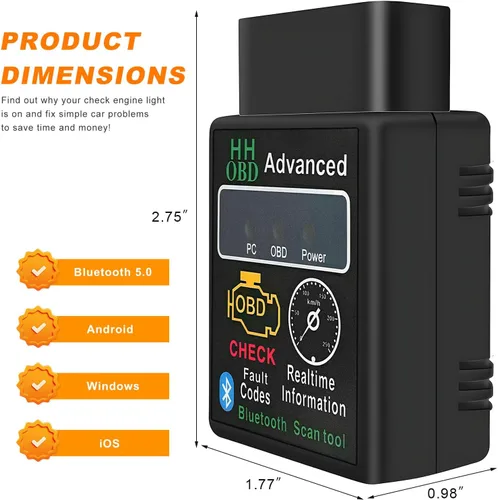 Miniatura 2 de Escáner Bluetooth OBD2 para automóvil, herramienta de escaneo OBDII inalámbrico, lector de código de diagnóstico de motor automático, probador
