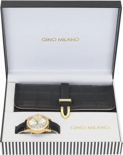 Miniatura 5 de Gino Milano Elegant Women's Leather Band Watch & Matching Tri-Fold Wallet Set - Stylish Gold Watch with Leather Clutch - Perfect Wallet Set for
