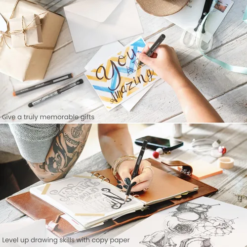 Miniatura 6 de ARTEZA Kit de caligrafía y letras – Juego para principiantes con marcadores de alcohol, bolígrafos de pincel, papel y herramientas para letras a