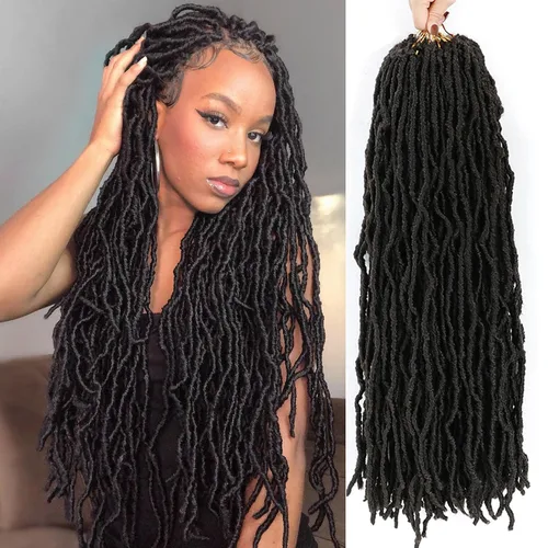 Miniatura 18 de Extensiones de cabello de ganchillo suaves de 22 pulgadas, 7 paquetes de rastas sintéticas preenlazadas para mujeres negras, extensiones de cabello