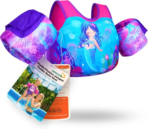 Miniatura 13 de AEOCOO Flotador Saltador de Charco 20-30-50-60-70 Libras, Chaleco de Natación para Niños Pequeños de 1-3-5-6-9 Años, Flotadores de Piscina