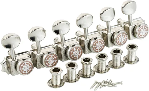 Miniatura 6 de Guyker Afinadores de cuerda de bloqueo de guitarra vintage de 6 en línea – Clavijas de afinación de bloqueo, cabezales de máquina, piezas de Relic