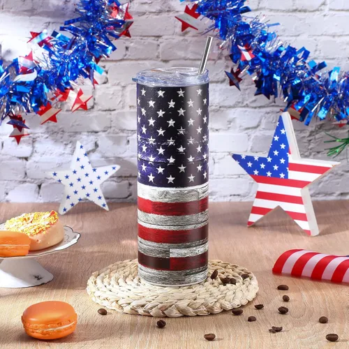 Miniatura 6 de Patelai Vaso de agua con la bandera estadounidense para el 4 de julio, regalos patrióticos, suministros para fiestas patrióticas para el 250