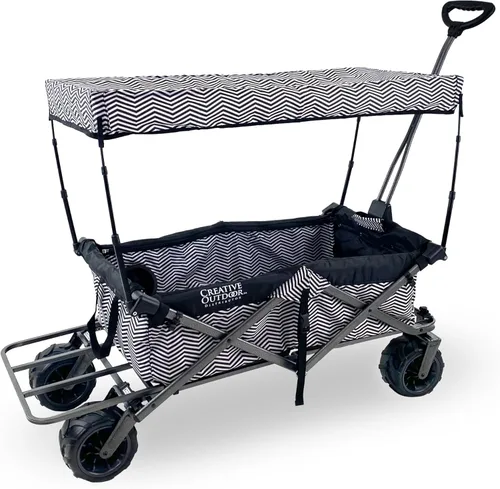 Miniatura 11 de Creative Outdoor All-Terrain Deluxe Wagon Ruedas giratorias todo terreno de 360 grados Ideal para playa, parque, jardín y portón trasero Negro