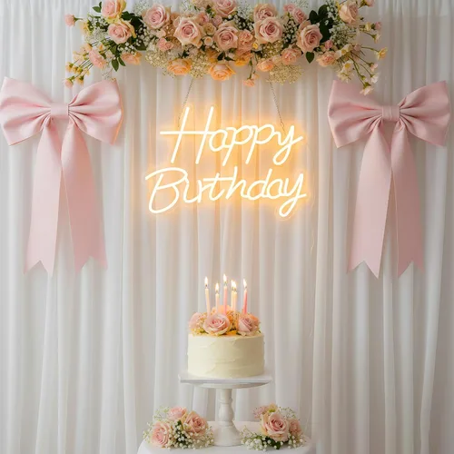 Miniatura 7 de Letrero de neón de feliz cumpleaños para telón de fondo, letrero con luz LED de feliz cumpleaños, luz de neón regulable alimentada por USB