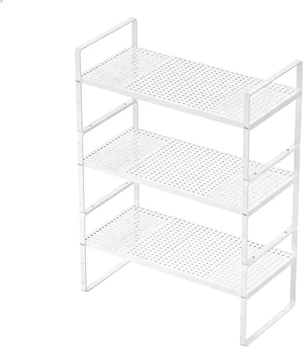 Miniatura 13 de Organizador de estantes de cocina expandibles, organizador de gabinete de cocina, organizador de estante para encimera, despensa, estante de Blanco