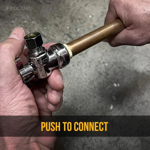 Miniatura 4 de PROCURU Paquete de 1 válvula de parada angular PushFit de 1/2 pulgada nominal x 3/8 pulgadas de diámetro exterior Comp, válvula de cierre de latón