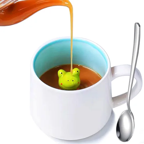Miniatura 3 de Figuras de rana de cerámica Coffeemugs Funny Teacups - Taza de café con diseño de animales en 3D para niños, niñas, mujeres y hombres, 12 onzas