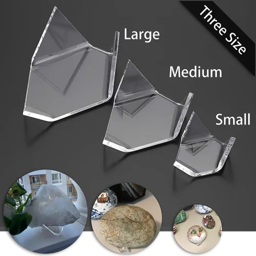 Miniatura 3 de Hipiwe Paquete de 5 soportes de exhibición triangulares acrílicos – Caballete de exhibición para geodas, rocas, ágata mineral, coral fósil, soportes