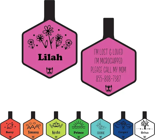 Miniatura 14 de Etiqueta de silicona silenciosa para perro personalizada con 5 líneas de identificación de mascotas grabadas profundas, duradera, sin sonido, diseño