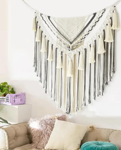 Miniatura 9 de Jakalin Decoración grande de macramé para colgar en la pared, paneles bohemios, hechos a mano, arte de pared para sala de estar, dormitorio