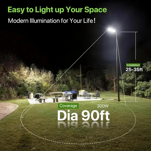 Miniatura 7 de Glitgate Luz LED de estacionamiento de 300 W, 45000 lm, 5000 K, ajustable, deslizante, montaje en luces de calle con fotocélula del atardecer al