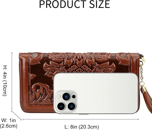 Miniatura 6 de PIJUSHI Billeteras de cuero para mujer, cartera floral con tarjetero