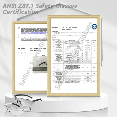 Miniatura 5 de Salfboy Gafas de seguridad transparentes a granel de 10 ANSI Z87.1, gafas protectoras resistentes a arañazos para trabajo, laboratorio, construcción