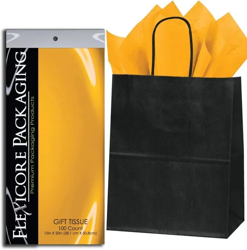 Miniatura 10 de Flexicore Packaging® Bolsas de regalo de papel kraft negro de 8 x 4.75 x 10.25 pulgadas + papel de seda de regalo (azul rey, 5 bolsas)