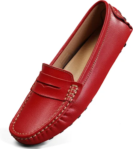 Artisure Mocasines clásicos de cuero genuino para mujer, mocasines de conducción, mocasines casuales sin cordones, zapatos de barco cómodos y a la