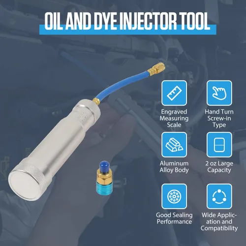 Miniatura 2 de CMTOOL Herramienta inyector de aceite y tinte de CA con escala, kit de inyector de aceite para compresor R134A, kit de aire acondicionado