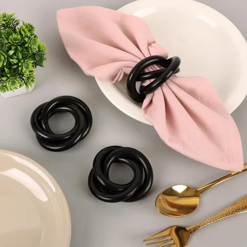 Miniatura 5 de Juego de 12 Servilleteros de Madera de Tres Anillos - Abrazaderas Portaservilletas para Decoración de Mesa de Comedor - Anillos Rústicos Modernos