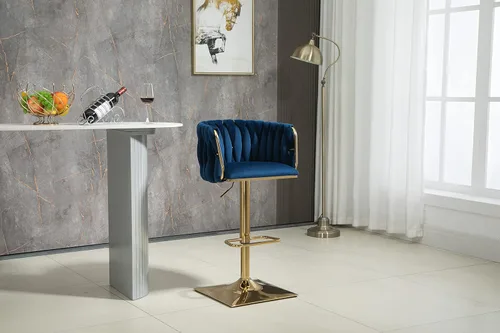 Miniatura 8 de Taburete de bar giratorio moderno, taburete de bar ajustable con altura de mostrador, taburetes de bar de cocina con asiento espacioso, respaldo