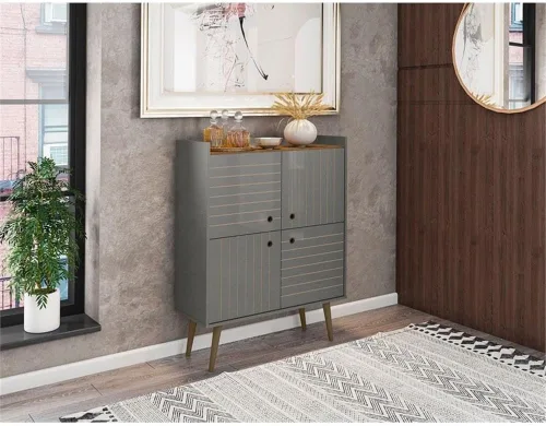 Miniatura 2 de Manhattan Comfort Bogart - Armario decorativo moderno de mediados de siglo de 45.5 pulgadas para uso en la oficina en casa y sala de estar, incluye