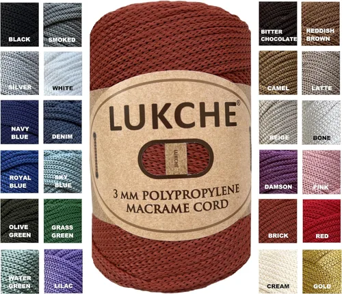Miniatura 40 de Cordón de macramé de poliéster premium de 3 mm (134.72 metros), (250 g) 100% cuerda de macramé de polipropileno, hilo de crochet de macramé colorido