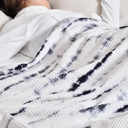 Miniatura 54 de PHF - Manta de punto gofre 100% de algodón tamaño king para cama, cobija ligera transpirable a prueba de engancho, ideal para acolchado en climas