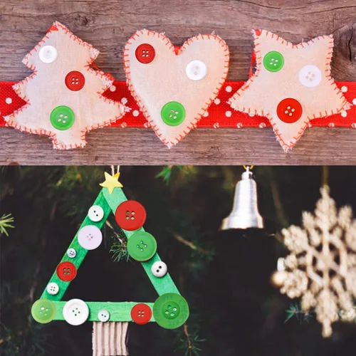 Miniatura 5 de Greentime 350-400 PCS Botones de Resina de Navidad Botones Surtidos de 2 y 4 Agujeros Redondos para Manualidades para Decoraciones de Fiestas
