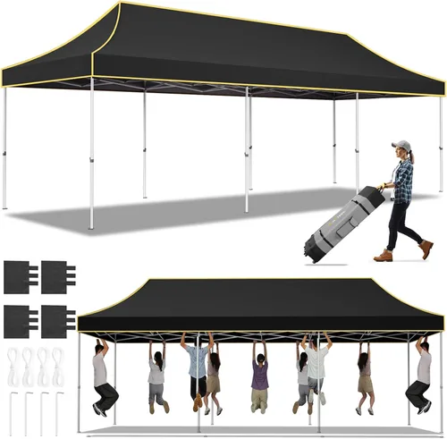 Miniatura 39 de Hoteel 10x15 Pop Up Canopy Tent Heavy Duty with 4 Sidewalls, Waterproof Party Tent, Easy Set-up Commercial Instant Tents with Roller Bag & Sandbags