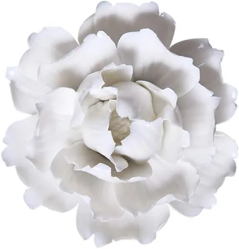 Miniatura 10 de Insiswiner Flores decorativas de cerámica 3D para colgar en la pared para el hogar, peonía blanca y amarilla, 3.54 pulgadas
