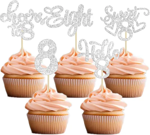 Miniatura 27 de 30 piezas Adornos para pastel de cumpleaños de 6 años, seis brillos, hola 6, púas para cupcakes, felicitaciones a los 6 años, decoraciones