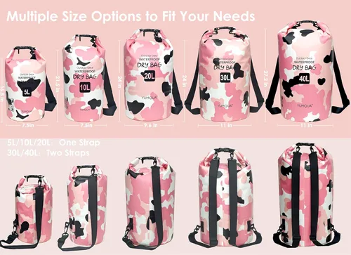 Miniatura 2 de YUMQUA Bolsas secas impermeables 5L/10L/20L/30L/40L para mujeres y hombres, bolsa seca flotante enrollable bolsa de almacenamiento impermeable