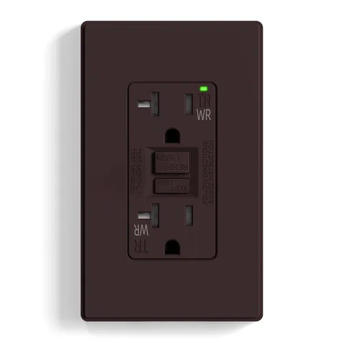 Miniatura 56 de ELEGRP Salida GFCI para Exteriores, Receptáculo GFI Eléctrico de Autoprueba de 15 Amperios con Diseño Más Delgado, Receptáculo GFCI Resistente a