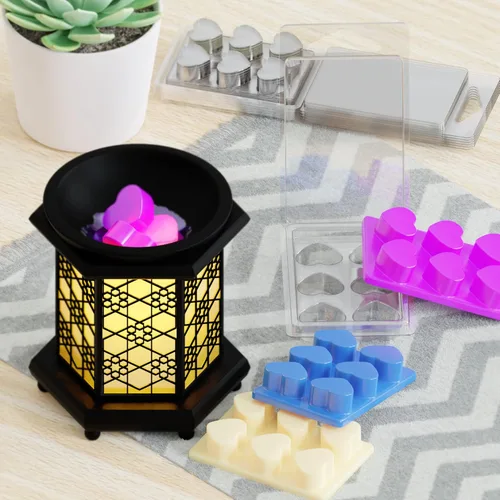 Miniatura 6 de NATIKON Contenedores de cera derretida, paquete de 100, 6 cavidades, plástico transparente, forma cuadrada, para velas de cera derretida, 4.5 x 3 x