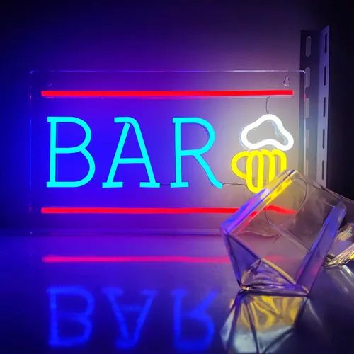 Miniatura 8 de Letrero de neón de bar, luz LED de neón de cerveza para decoración de pared, letreros de barra de neón alimentados por USB, luces de neón de barra