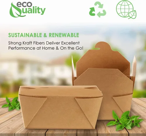 Miniatura 4 de Recipientes de comida para llevar de 26 onzas, cajas de papel kraft marrón para llevar, aptas para microondas, resistentes a fugas y grasa